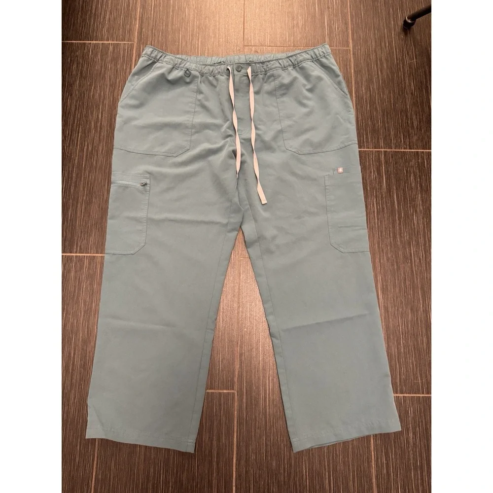 Figs Cairo Cargo Scrub Pants Mens Sz 3XL XXXL/Short Teal Technical Drawstring